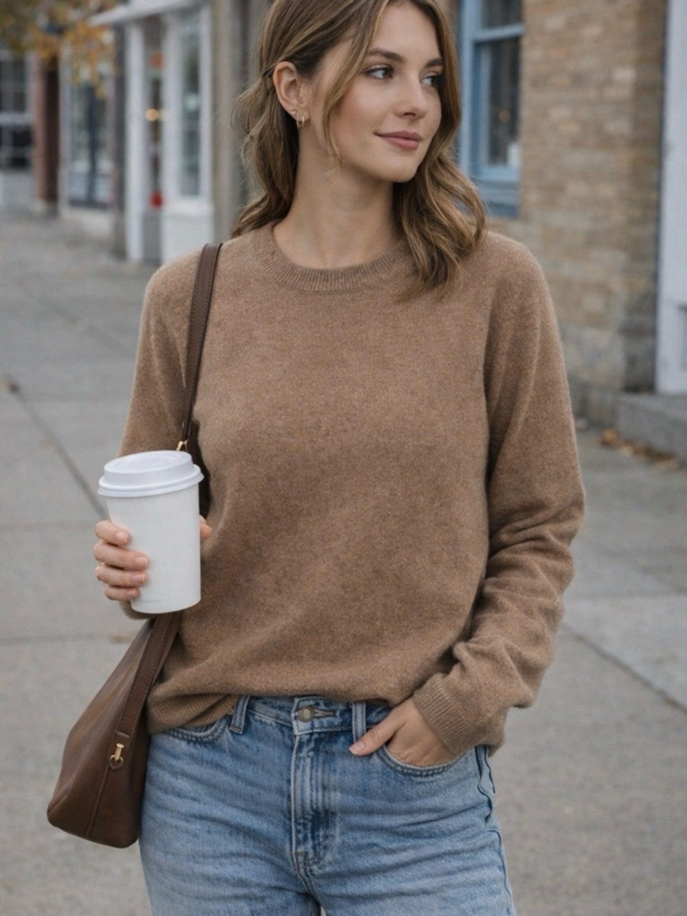 J.Crew Reimagined Taupe Sweater S Wool Blend Minimalist Cozy